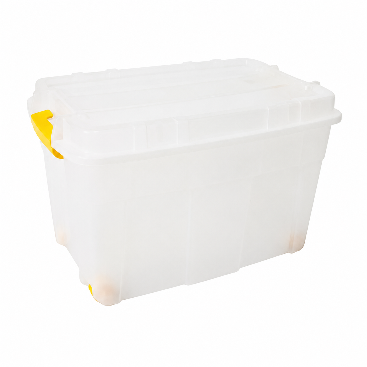 Clear Storage Bin on Wheels 85 Liter